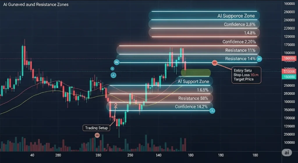 AI-powered support and resistance zones